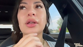 Public Humiliation For Latina Who Gets Facial Cum After Intense Blowjob