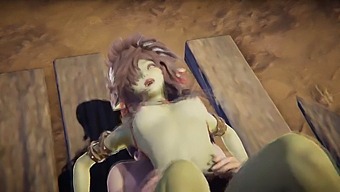 Intense Seksuele Ontmoeting Met Een Groengekleurde Sullige Vrouw Die Luid Kreunt
