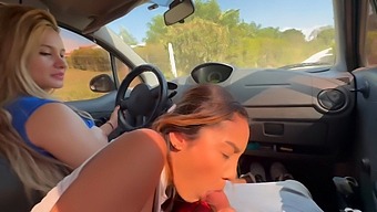 Two Gorgeous Ladies Indulge In A Steamy Car Ride And Eagerly Pleasure Me To Climax